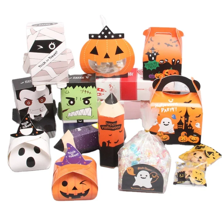 43 стильные коробочки для вечеринки, для украшения вечеринки, Хэллоуин, конфеты, щеголовый бумажный контейнер