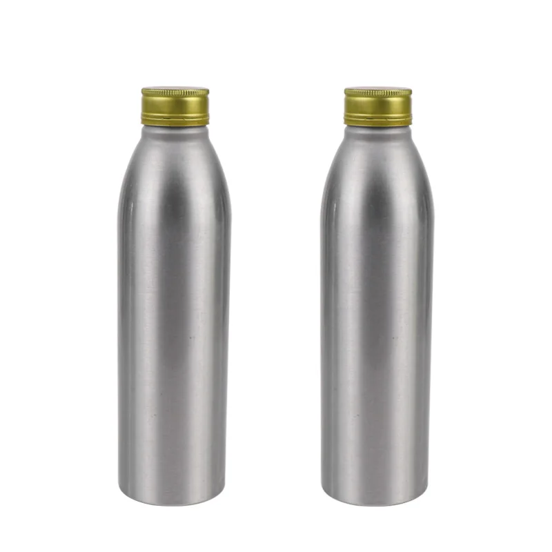 High quality aluminum vodka beverage bottle with metal threaded cover