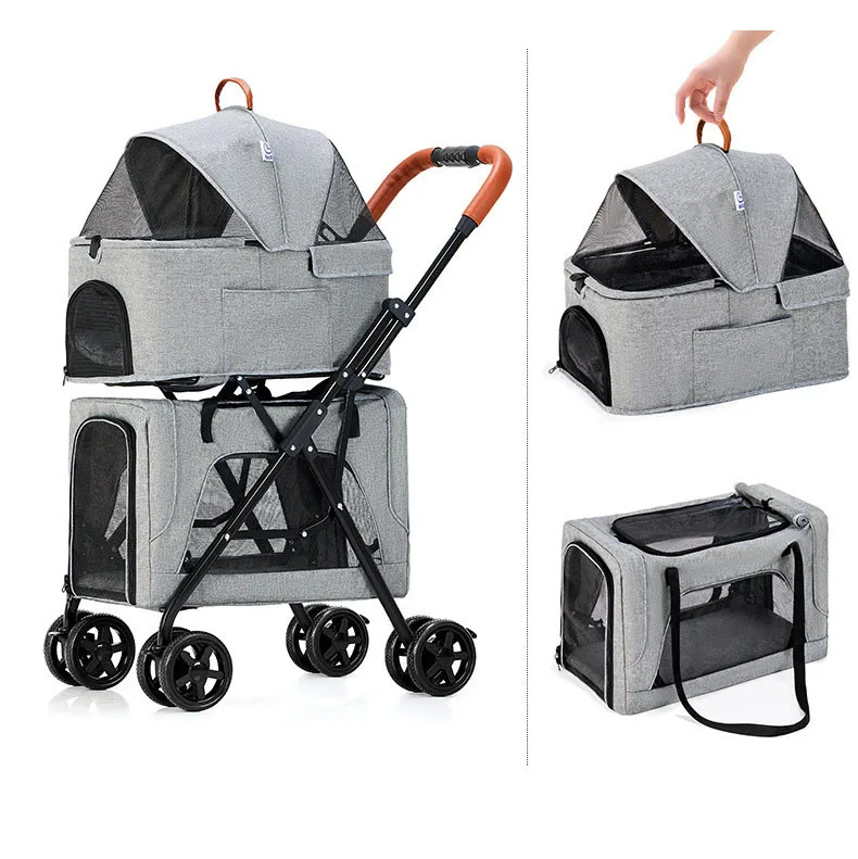 Luxury pet stroller travel 4 wheel dog strollers outdoor double dogs pet stroller trolley for dogs