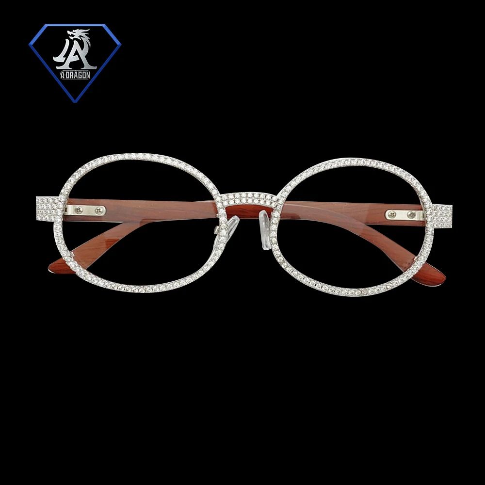 Wholesale price fully iced out cubic zirconia brass material luxury glasses mens sunglasses