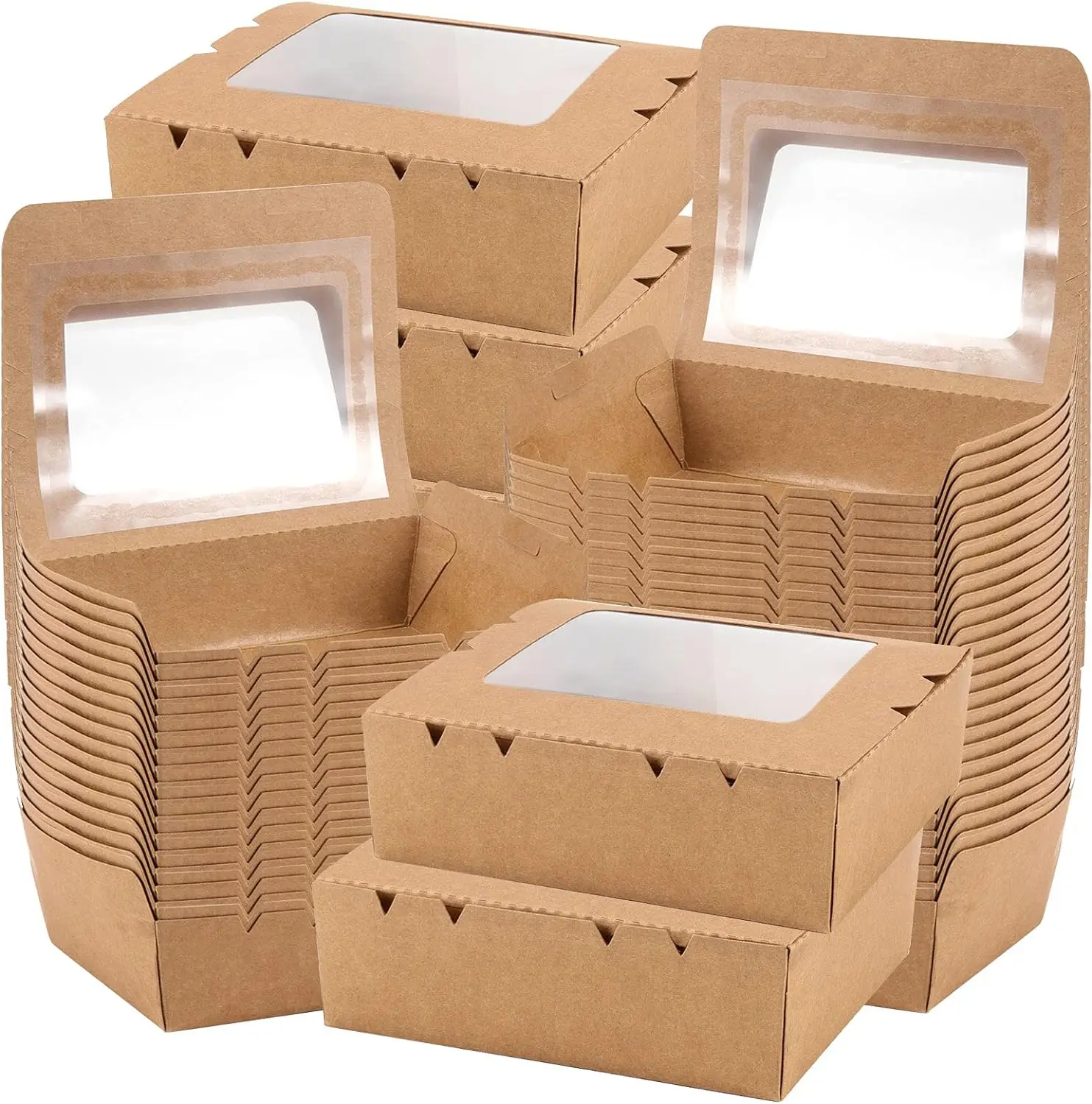 Hot Sale Window Kraft Paper Packaging Take away Box For Noodles Salad Chicken Fries Snack