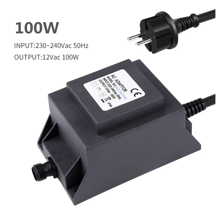 Factory Directly IP-68 24W 60W 100W Waterproof Power Supply Camera Rainproof Transformer Adapter Outdoor LED Lighting