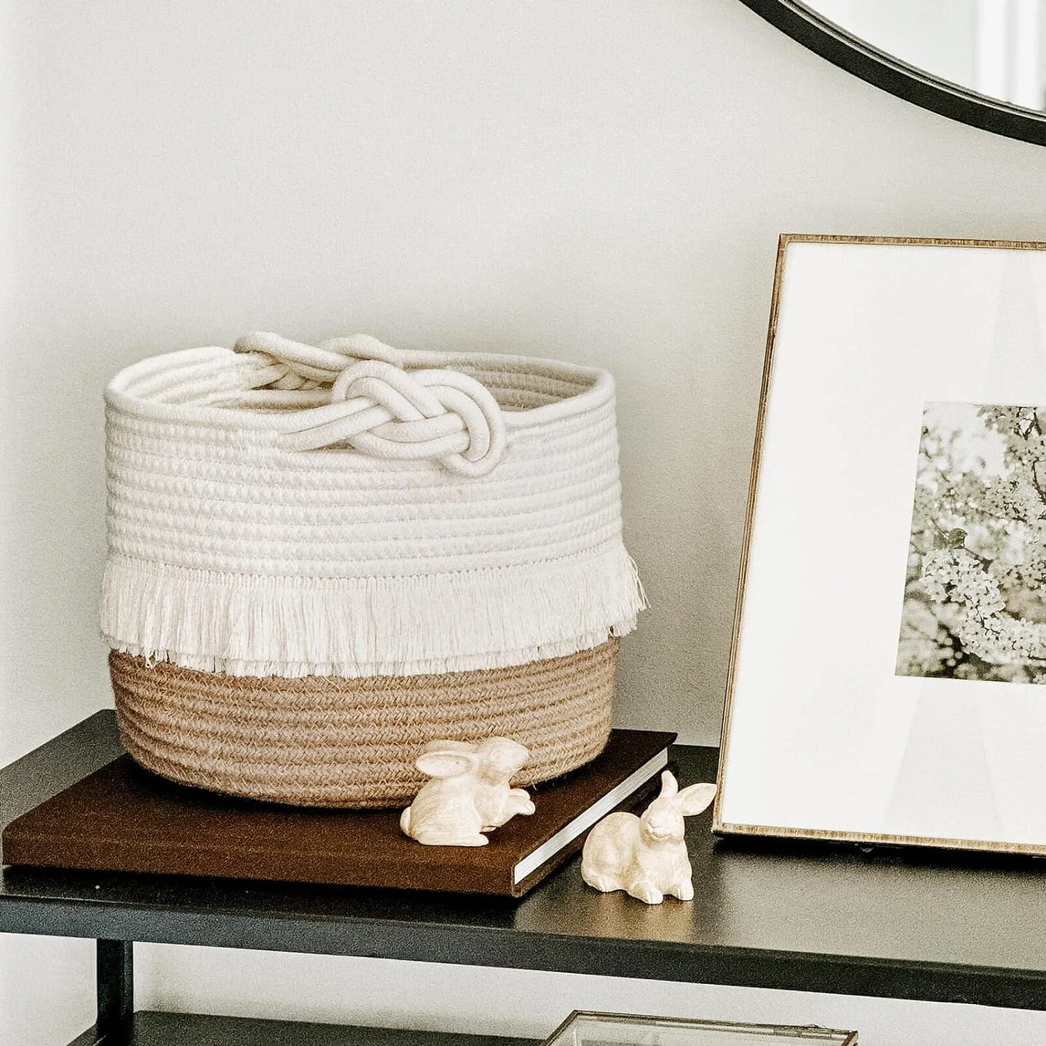 Hot Selling Double Color Matching Cotton Rope Storage Home Decoration Living Room Bathroom Gift Baskets