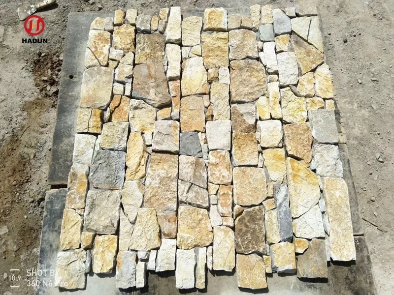 Landscaping Yellow Slate Rock Natural Wall Stone Panel With Cement