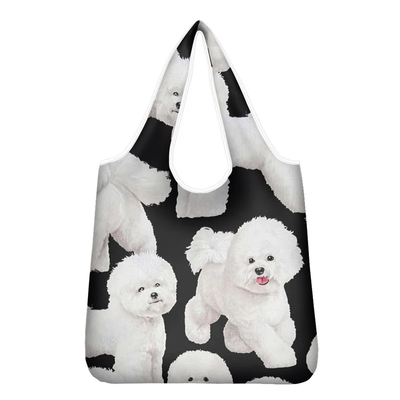 Eco-Friendly Lady Tote Bags Animal Print Light Weight Storage Handbags Washable Shopping Bag Foldable Grocery Bag