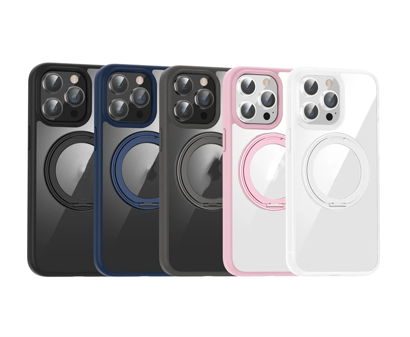 transparent protective extreme bumper cases for iphone 15 14 13 for iPhone 15promax 360 rotating stand case TPU+PC