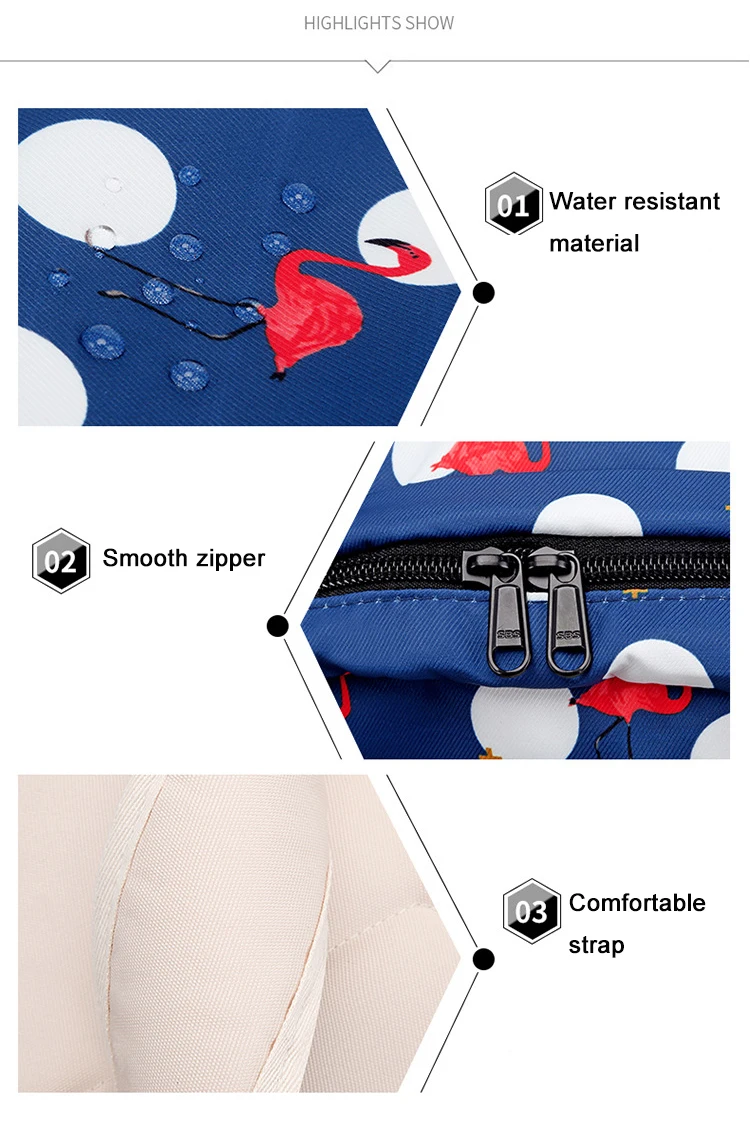 
2021 Hot Sale Custom Logo Printing 3pcs Women Backpack School Bags With Lunch Box Set 