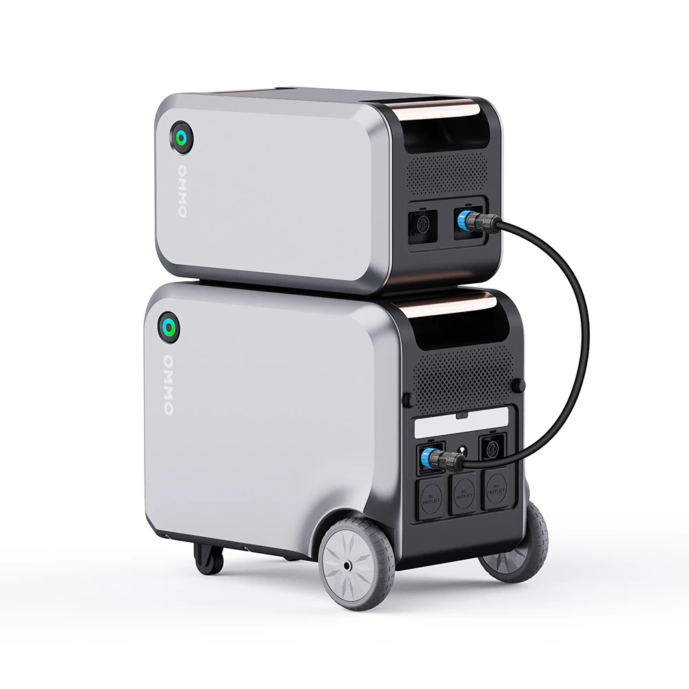 OMMO 2400W 4096Wh Portable Power Station Solar Rechargeable Portable Lifepo4 Battery Generator Solar Power Station for Emergency