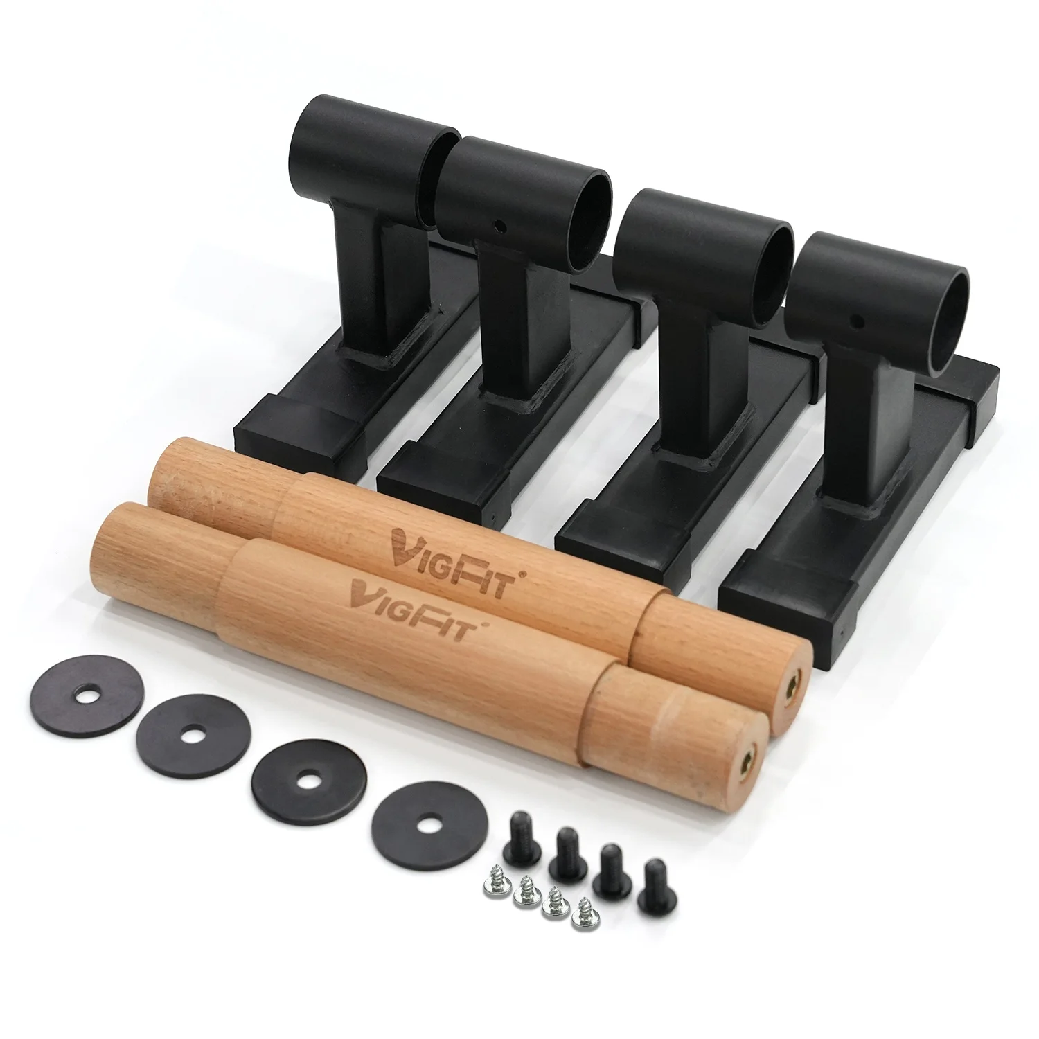 VIGFIT Push Up Bar Wood Parallettes Bars Push Up Stand With Solid Wood with Sturdy Metal Bracket