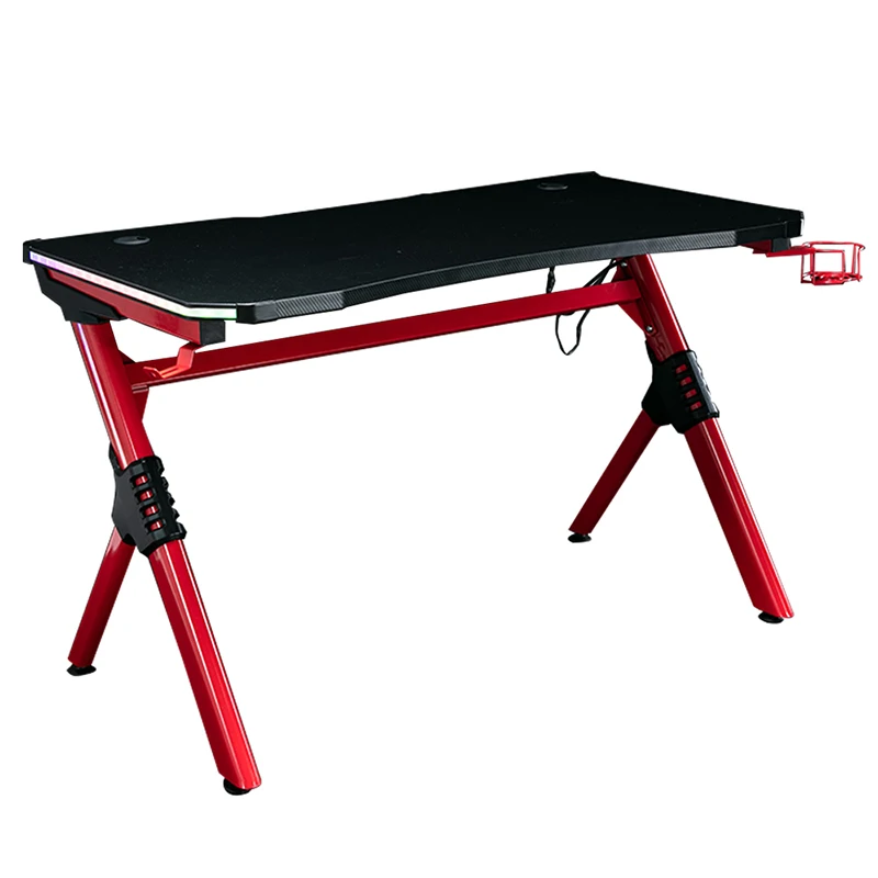 MDF carbon fiber desktop office electronic LED light computer gaming desk for pc