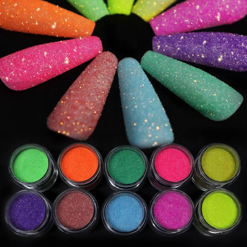 Nail Glitter Powders Shiny Starlight Suger Powder Colored Fluorescent Chrome Pigment Fine Dust  Holographic Nail Powder