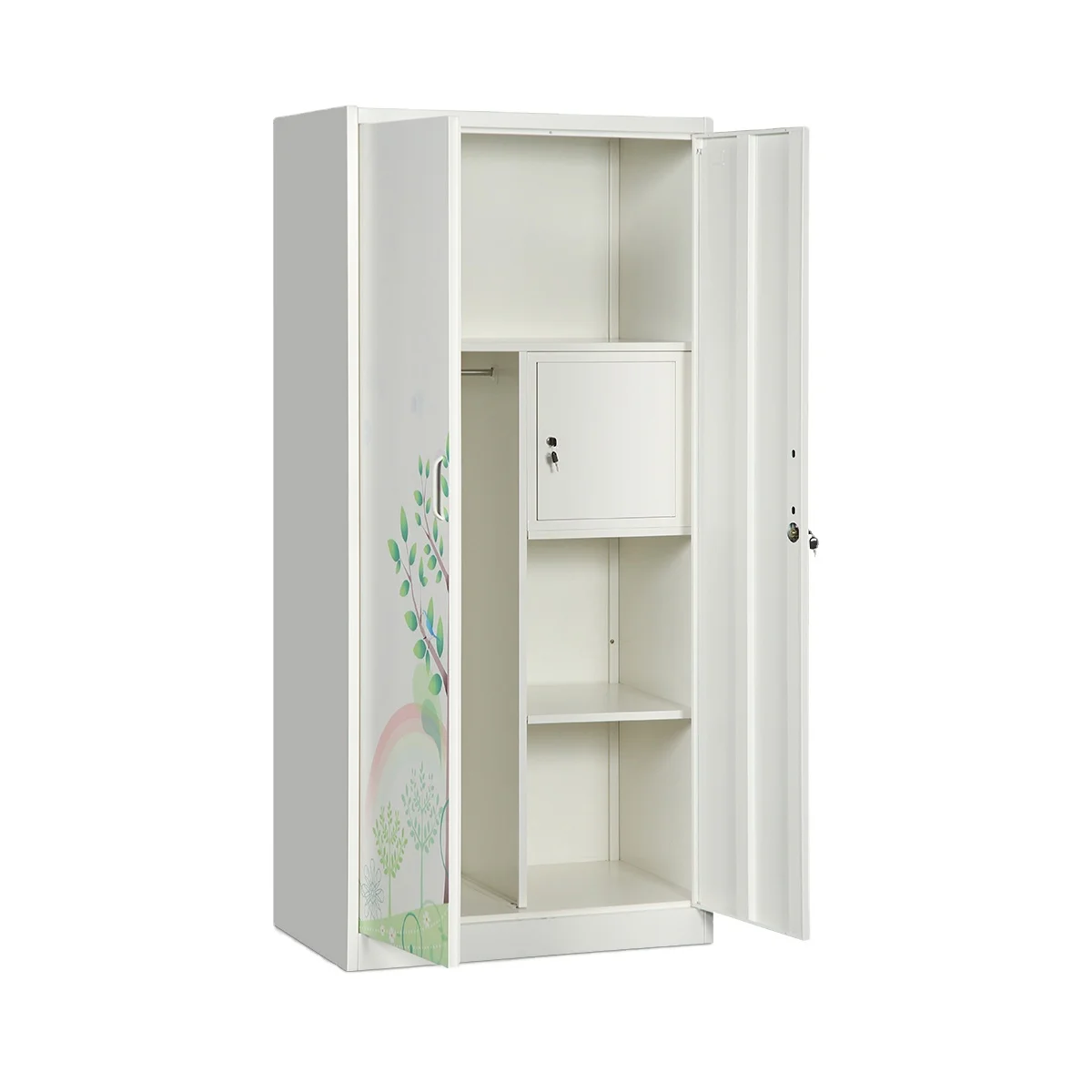 2 door children bedroom cloth wardrobe design with customized pattern