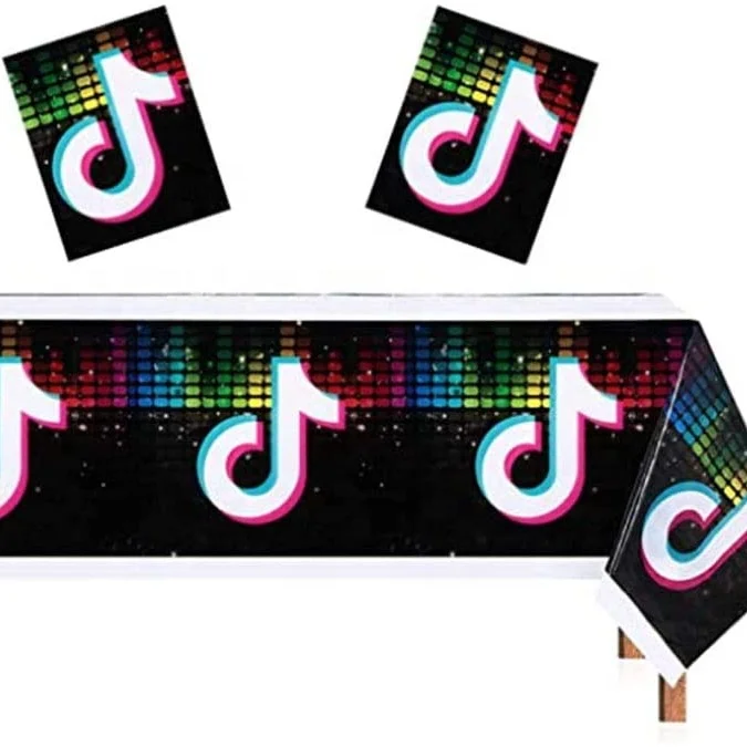 TIKTOK Theme Birthday Party Supplies Decoration Heavy Duty Plastic Table Covers