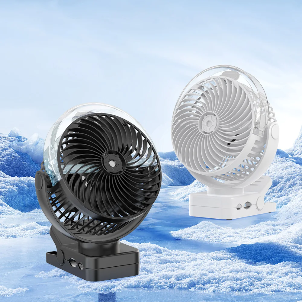 Portable 6 Inch Clip On Fan Baby Stroller 12000mAh Battery Spray Desk Table Fan With Flexible Tripods Rechargeable Mist Clip Fan