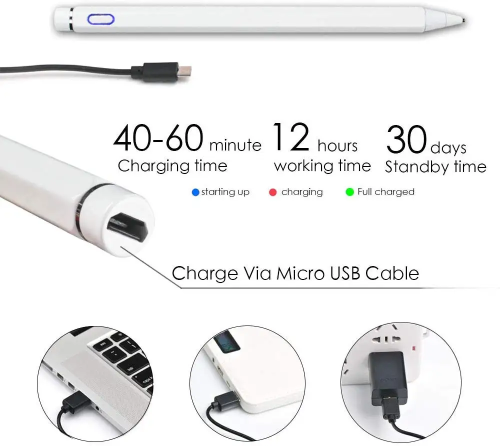 Universal Rechargeable Touch Screen Pen Android Stylus Smart Phone Pencil for Touching