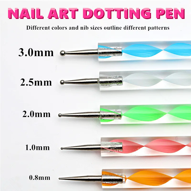 Direct Factory  5Pcs/Set Manicure Tools Nail Rhinestone Mandala Dotting Pen Double Side Nail Art Dotting Pen
