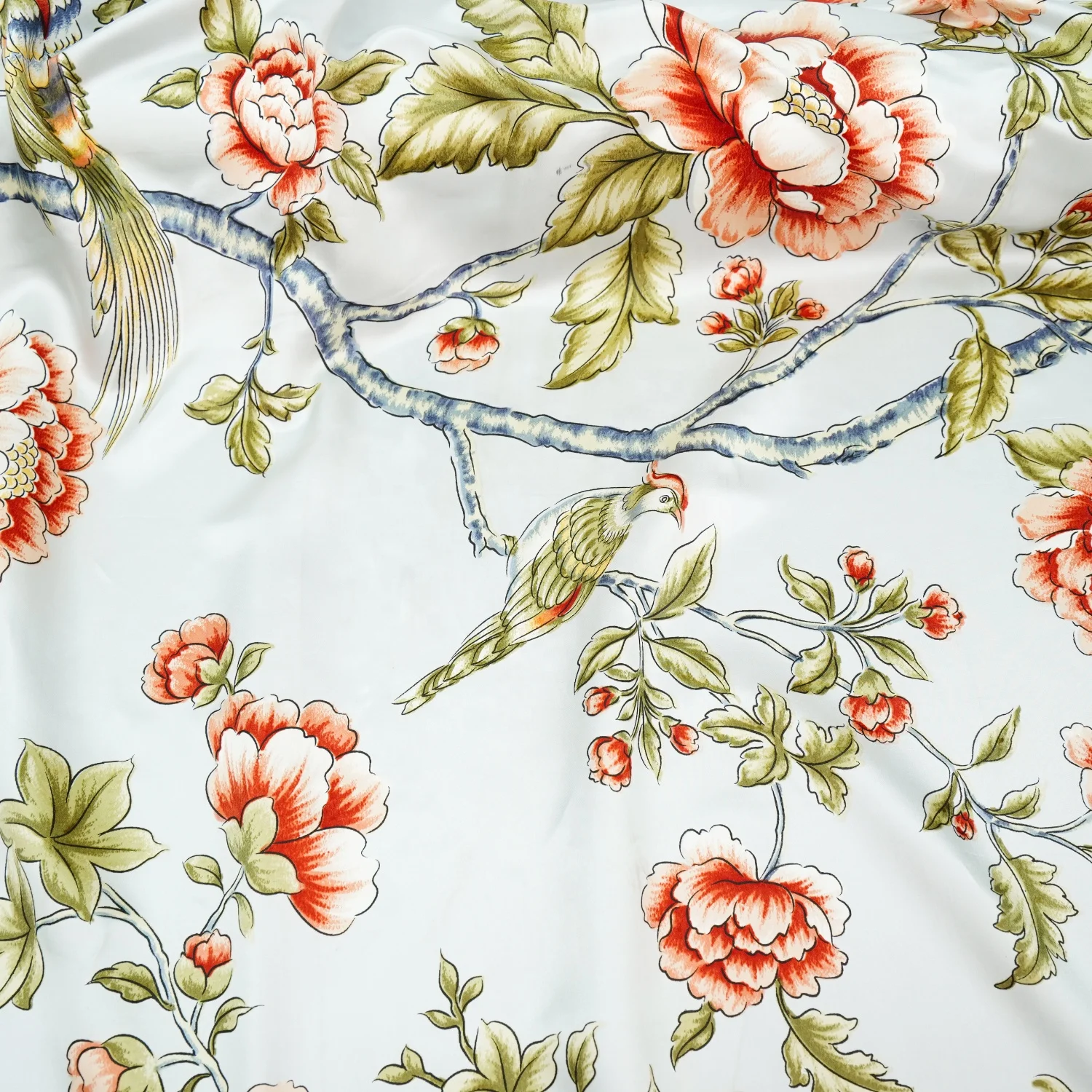 Тканая Ткань Шармез 100% шелк тутового шелкопряда с цветочным узором