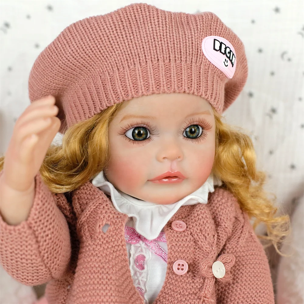 Lifereborn Lovely Princess Girl Doll Reborn Toddler Vinyl Silicone Reborn Baby Dolls With Pink Knitwear Clothes