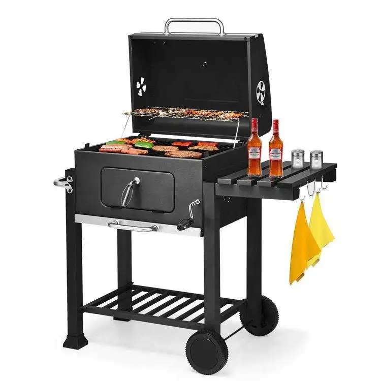 Hot Selling Trolley BBQ Grill Outdoor Charcoal BBQ Table Movable Barbecue Grill