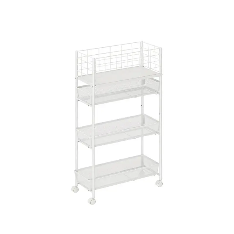 Kitchen Storage Rack Organizer Serving Cart Shelf Narrow Rolling Trolley Storage Cart 3 Tier Slim Sliding Mobile Utility Cart