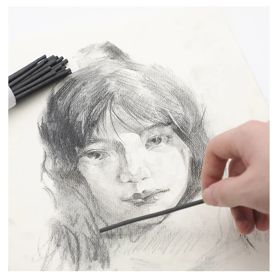 Artecho 25pcs 2-4mm regular charcoal stick for professional art drawing,charcoal pencil set for sketch