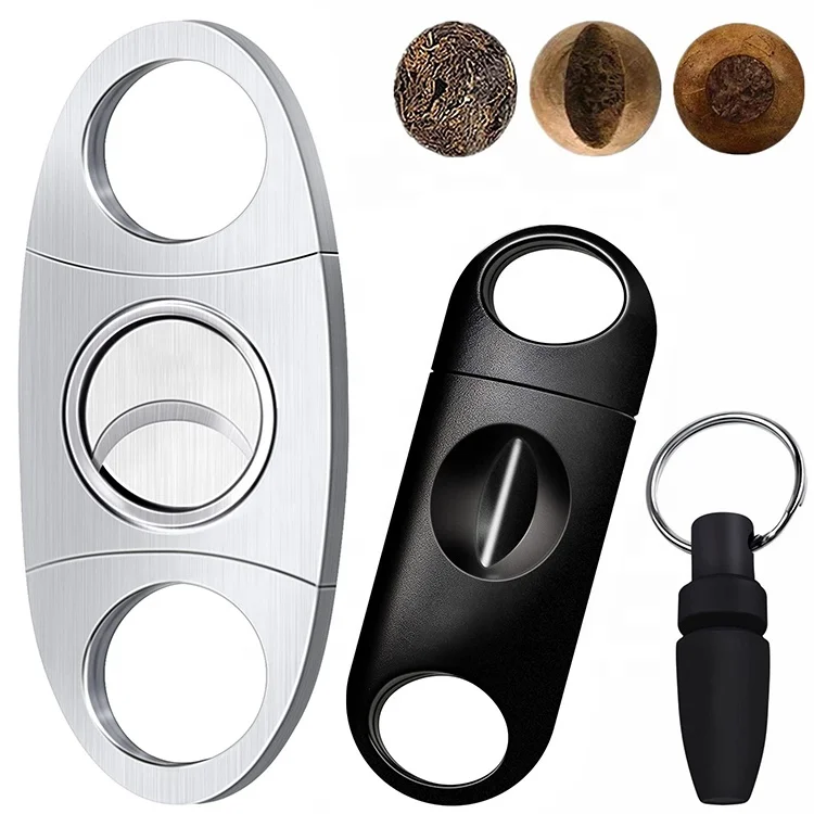 Hot-selling custom 3 pack cigar cutter set contained stainless steel guillotine enlarge V-Cut cigar punch