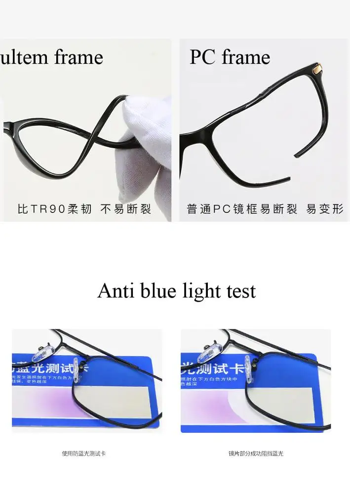 Wholesale Black Anti Blue Light Computer Glasses Ultralight Ultem Optical Eye Glasses Frame Eyeglasses Frames 2020