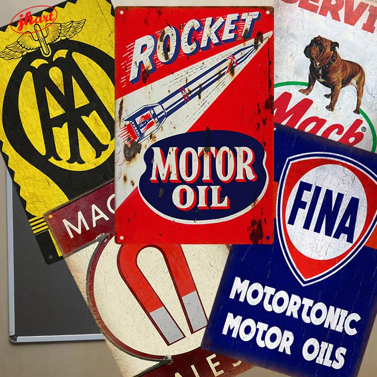 Custom vintage motor oil gasoline metal sign advertising wall poster bar pub garage man cave wall decor retro tin signs