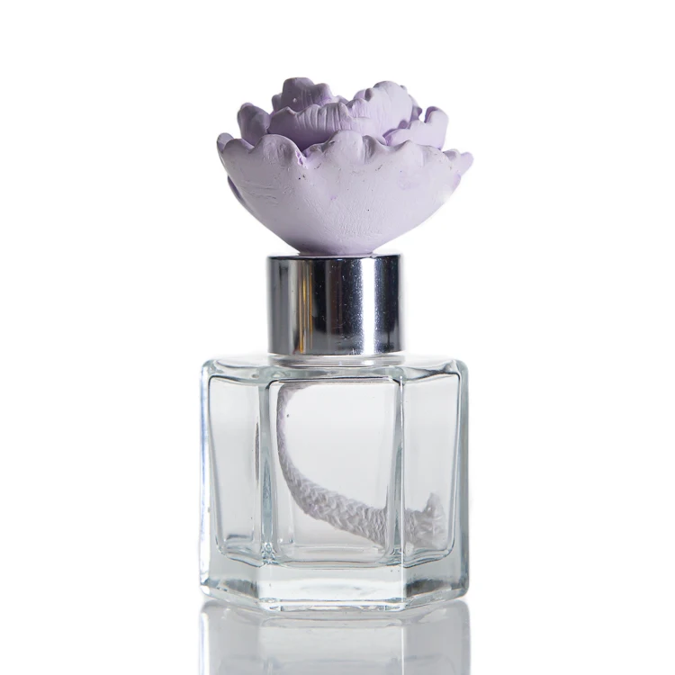 Wholesale 50ml Hexagonal Glass Aroma Diffuser Glass Bottle With Cap