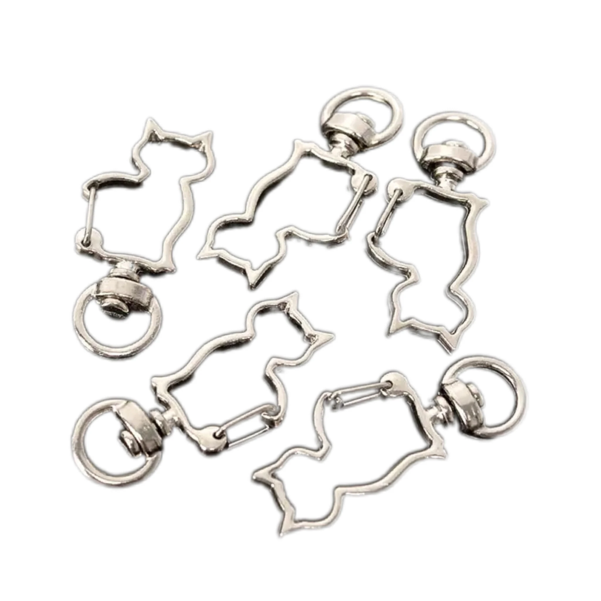 Wholesale Cute Cat-Shaped Keychain Fashion Style Zinc Alloy Snap Hook with Lobster Clasp Popular Cat Keychain Accessories