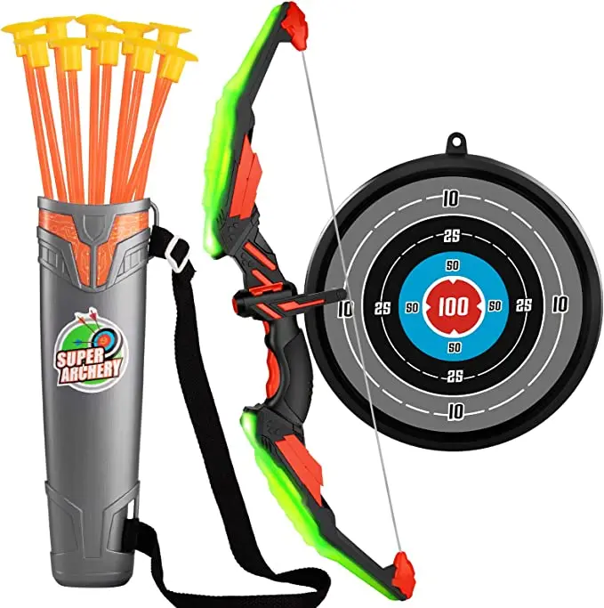 Bow and Arrow Set Light Up Archery Toy Set With 10 Suction Cup Arrows Indoor and Outdoor Toys for Gifts