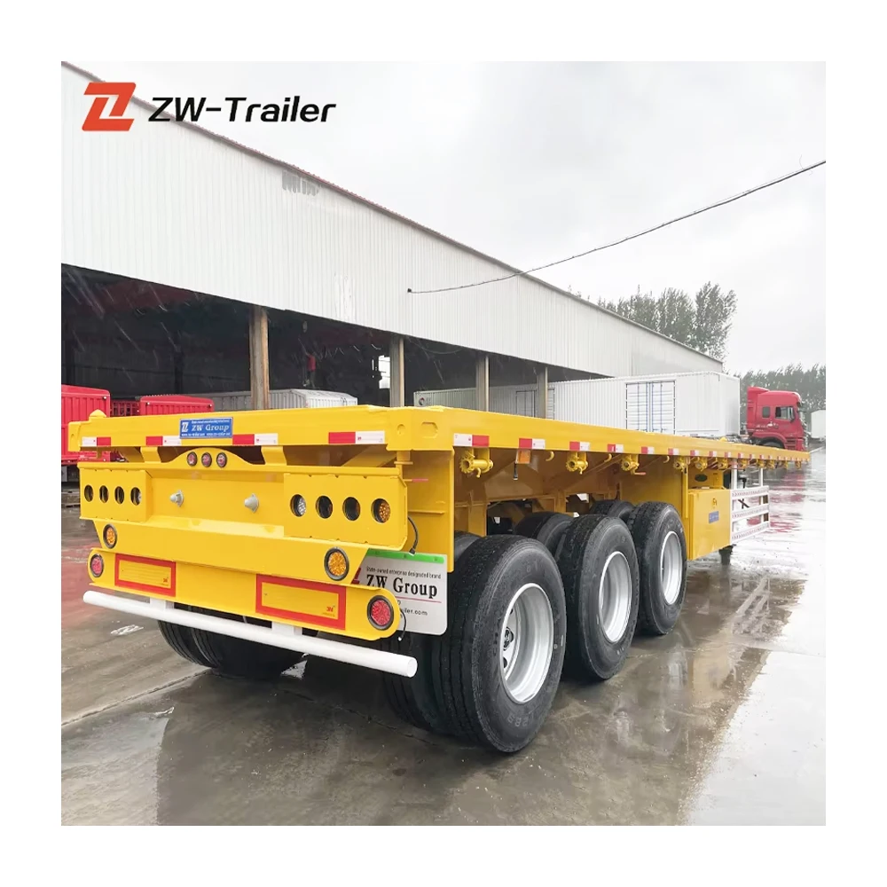 Used 2 3 4 Axles 60 Tons 80 Ton Flatbed Semi Truck Trailers Flatbed Trailers