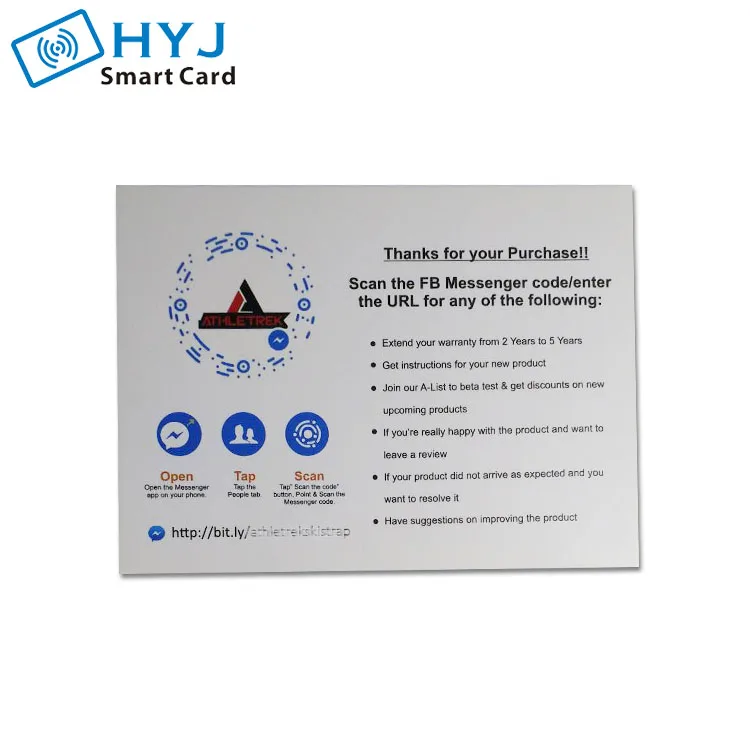 Customized coated paper insert cards thank you / reviews cards printing