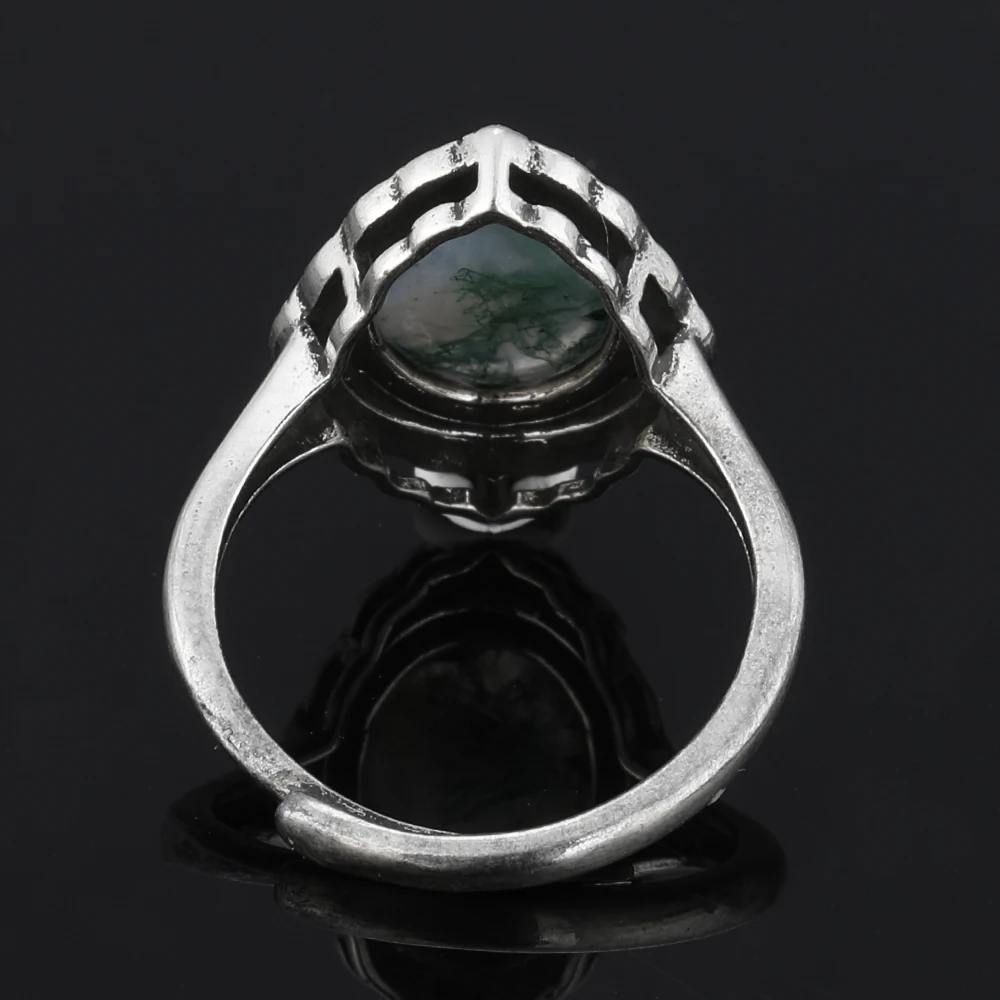 100% Natural Fluorite Gray moss agate strawberry quartz stone gem Ring for Women Crystal Quartz Gemstone Adjustable ring