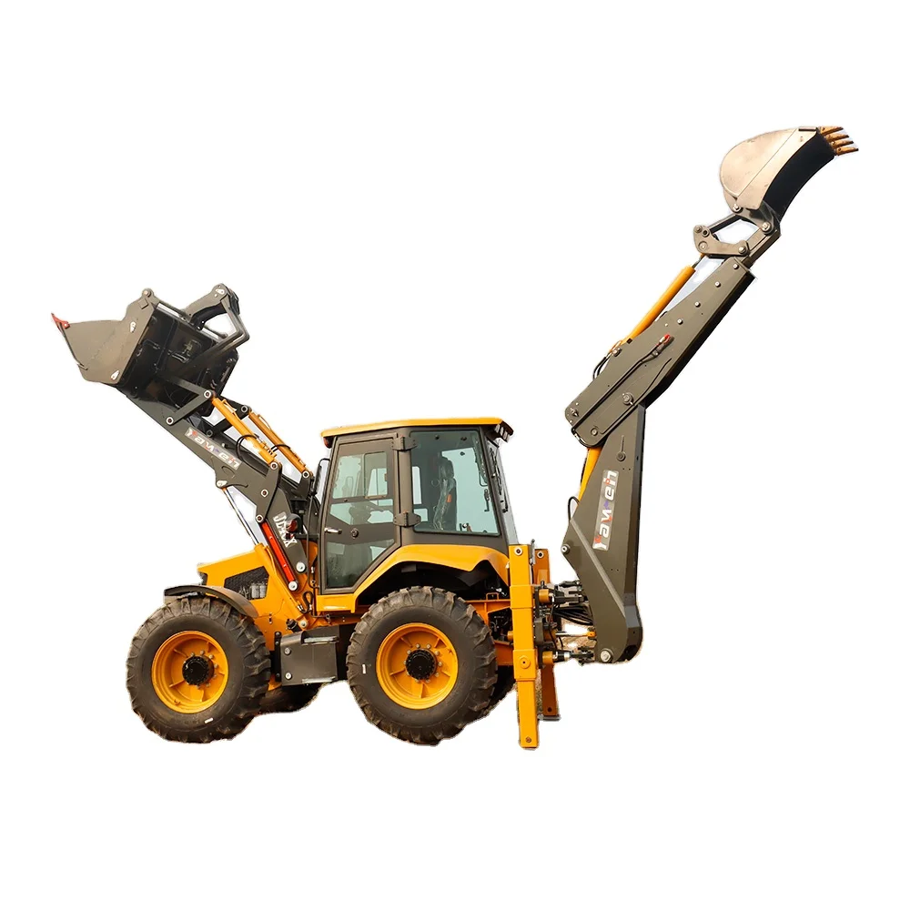 YAWEH JL4CX 4*4 Wheel Backhoe Loader Wheel Type YAWEH Brand Mini Tractor Backhoe Loader on sale