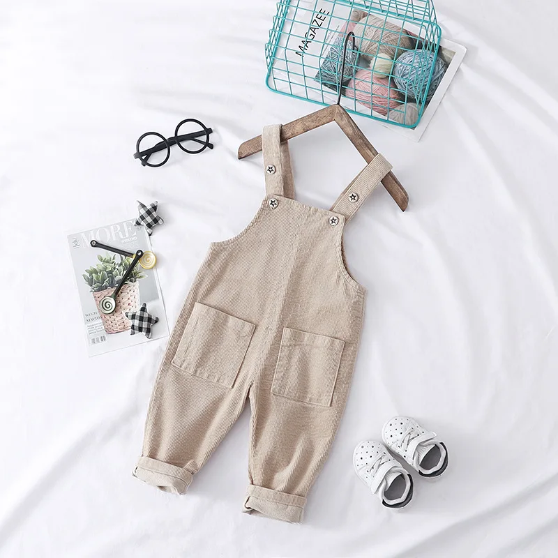 Y107192 Girls Boys Boutique Outfit Toddler Children corduroy Cotton Jumpsuit Overalls