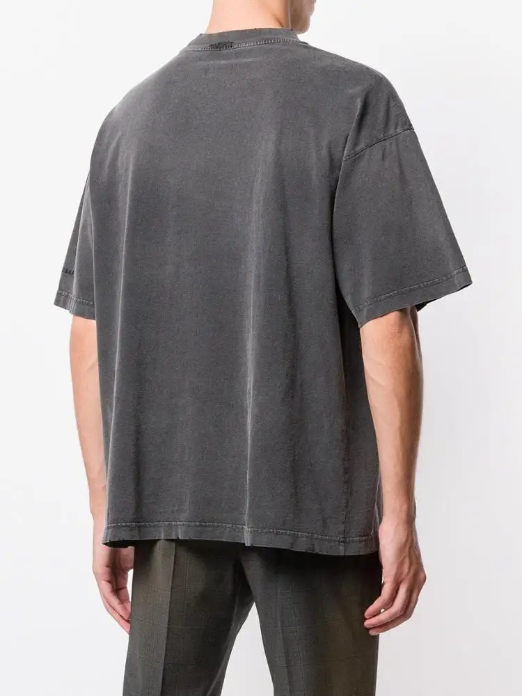 
Custom Printed Mock Neck Oversized Vintage Washed Plain Heavyweight T-shirts Men Cotton t shirts 