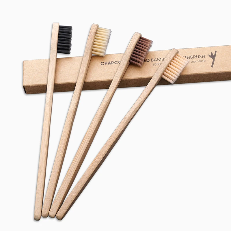 Hot Selling Custom Logo 100% Eco-friendly Natural Soft Charcoal Biodegradable Bamboo Toothbrush For Adult Kids