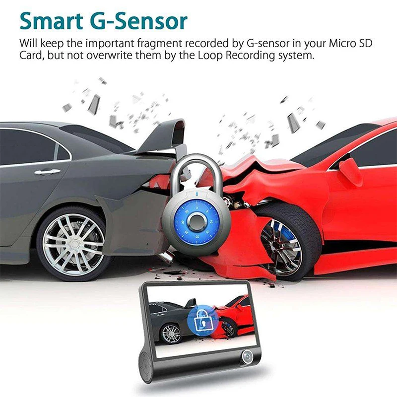 Loop Recording 1080P HD 3 Lens 4.0 INCH IPS Car DVR Camera Wifi Front and Rear Dash Camera with Touch Screen