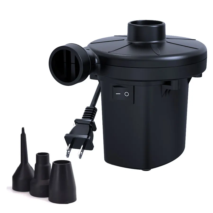 Factory Customized Good Quality 12v Portable Mini Electric Air Pump for Swimming Pool outdoor lounger pool floats With 3 nozzles