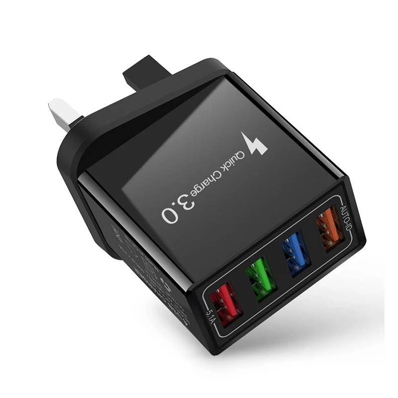  Дорожный адаптер для мобильного телефона QC3.0 с 4USB и американской вилкой USB-зарядное