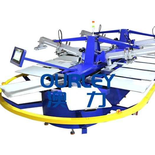 
4 color automatic screen printer oval silk screen printing machine for t shirt 