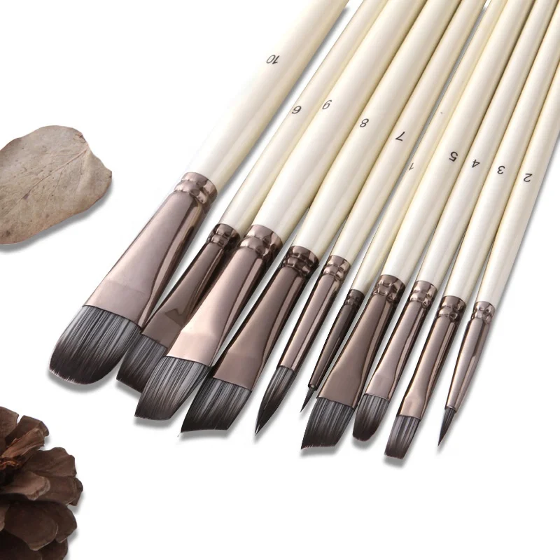 10pcs/Set Nylon Paint Brush Set Art Supplies For Gouache/Watercolor/Oil Paint Brush Set
