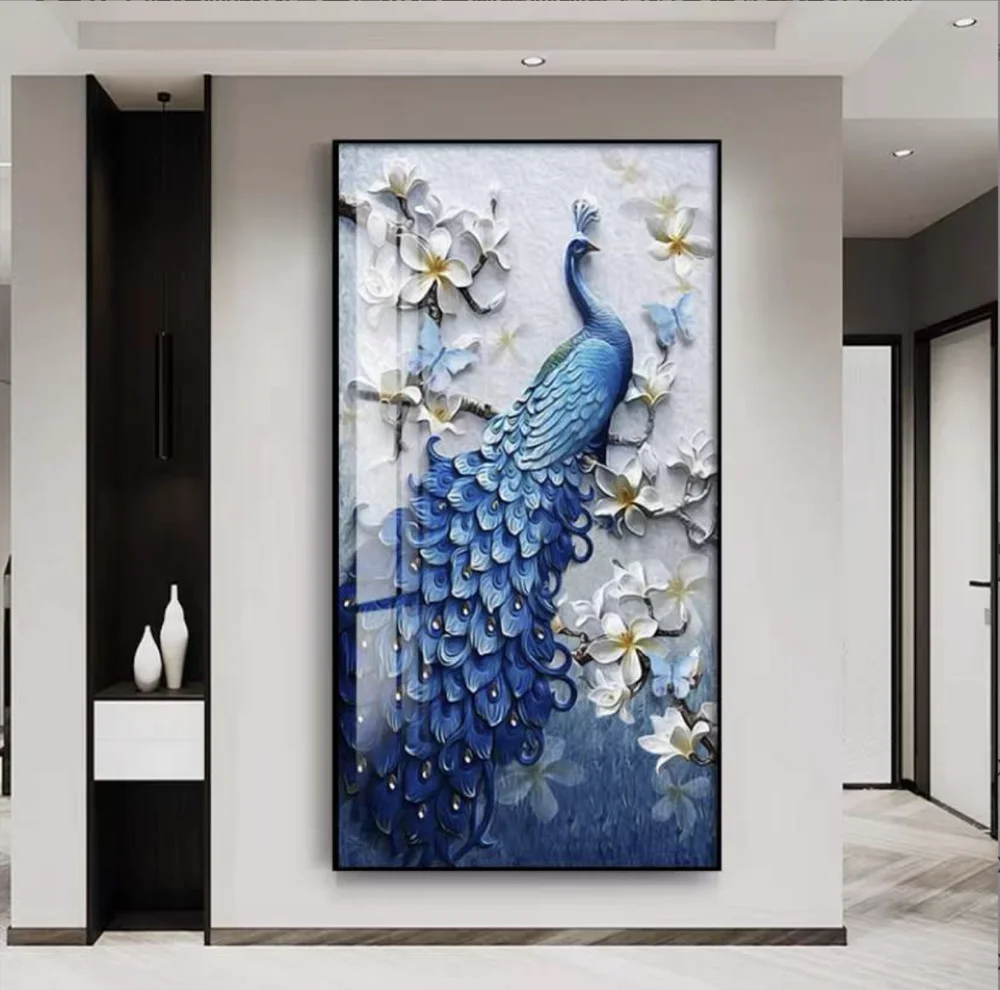 Factory direct selling porch painting high-grade peacock diamond hanging painting