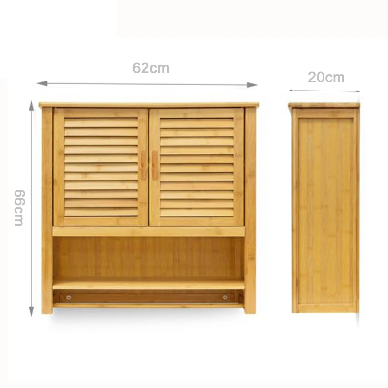 Bathroom Toilet Storage  cabinet Rack Bamboo Wall  storage Cabinet with Towel rack