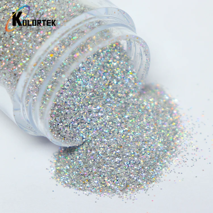 Kolortek wholesale 1kg bulk glitter holographic glitter flash effect flake silver for auto paint