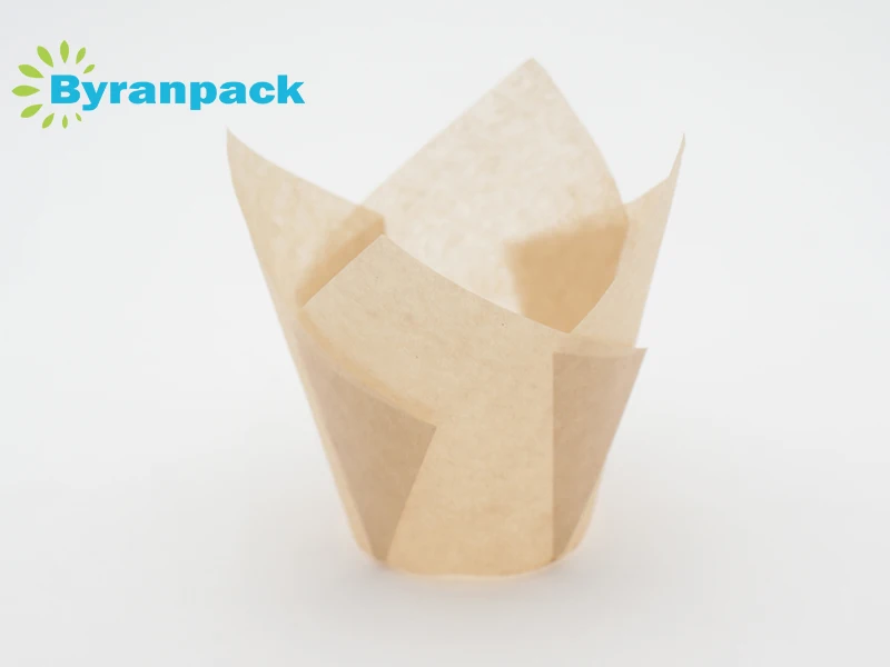Tulip Baking Paper Cups Cupcake Muffin Liners Baking Cup Holder for Party,Weddings Brown Natural and White Color