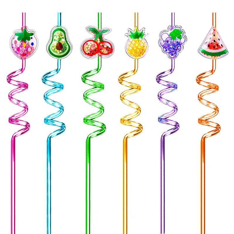 New Creative Lovely Cartoon Plastic Drinking Straws Children Colored Straw