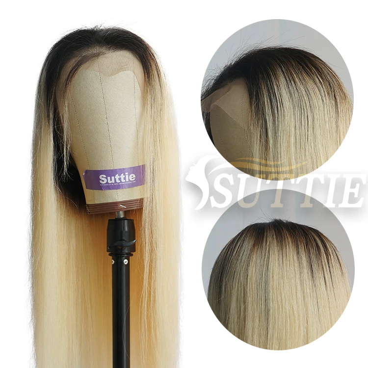 
Wholesale Best Selling natural 613 color Straight body woman hair virgin Brazilian human hair wigs 613 Lace Frontal Wig 