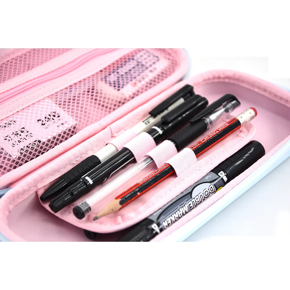 Hot Sale In Stock Light Blue Hardtop EVA Princess Pencil Case School Unicorn Pencil Bag For Girl Cute Pencil Case For Children